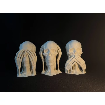 3D nyomtatott "Nem hall, nem lát, nem szól" koponya szobor